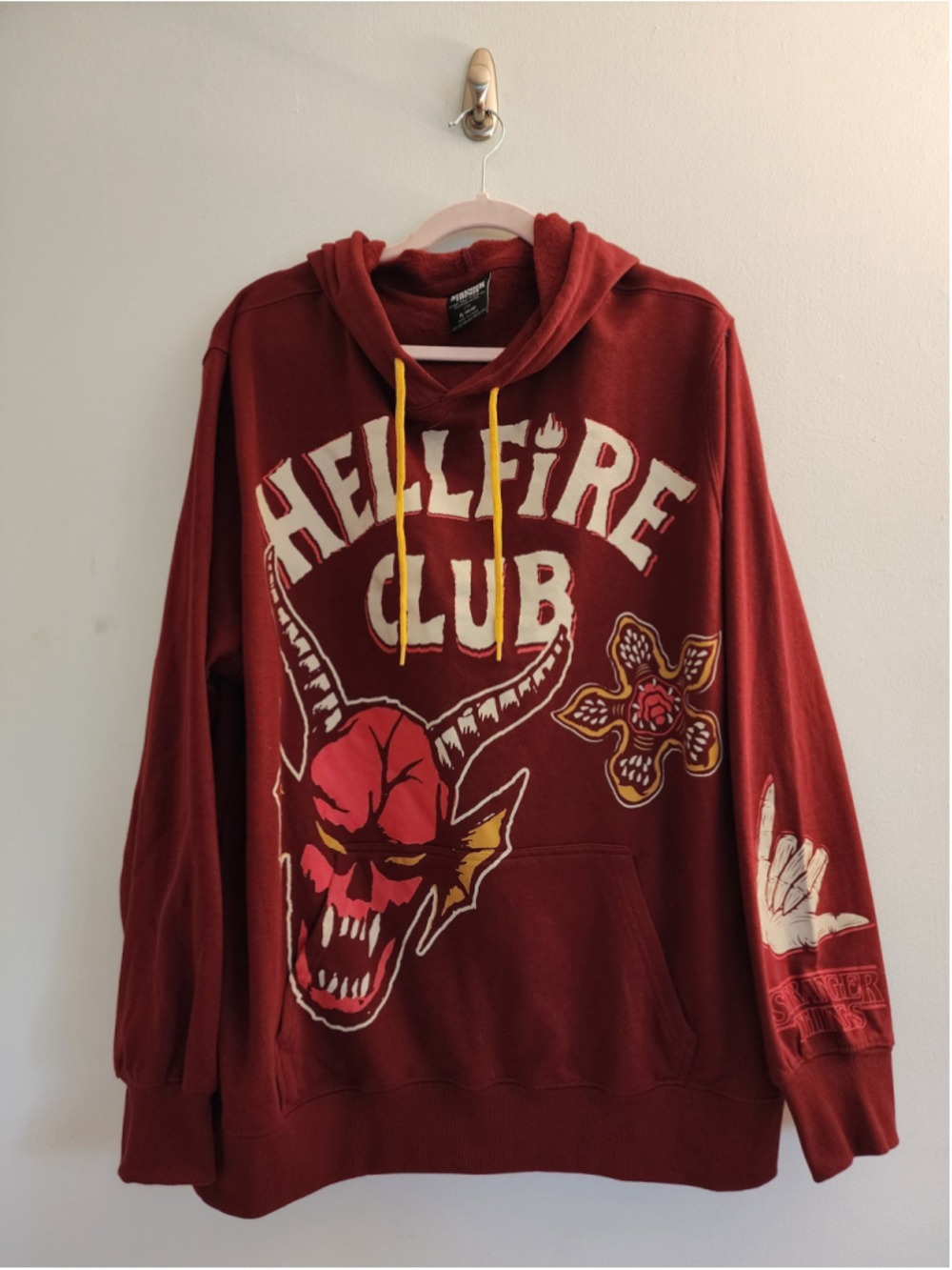 NWOT Stranger Things Hellfire Club Oversized Grunge Hoodie Alt Metal Skull XL